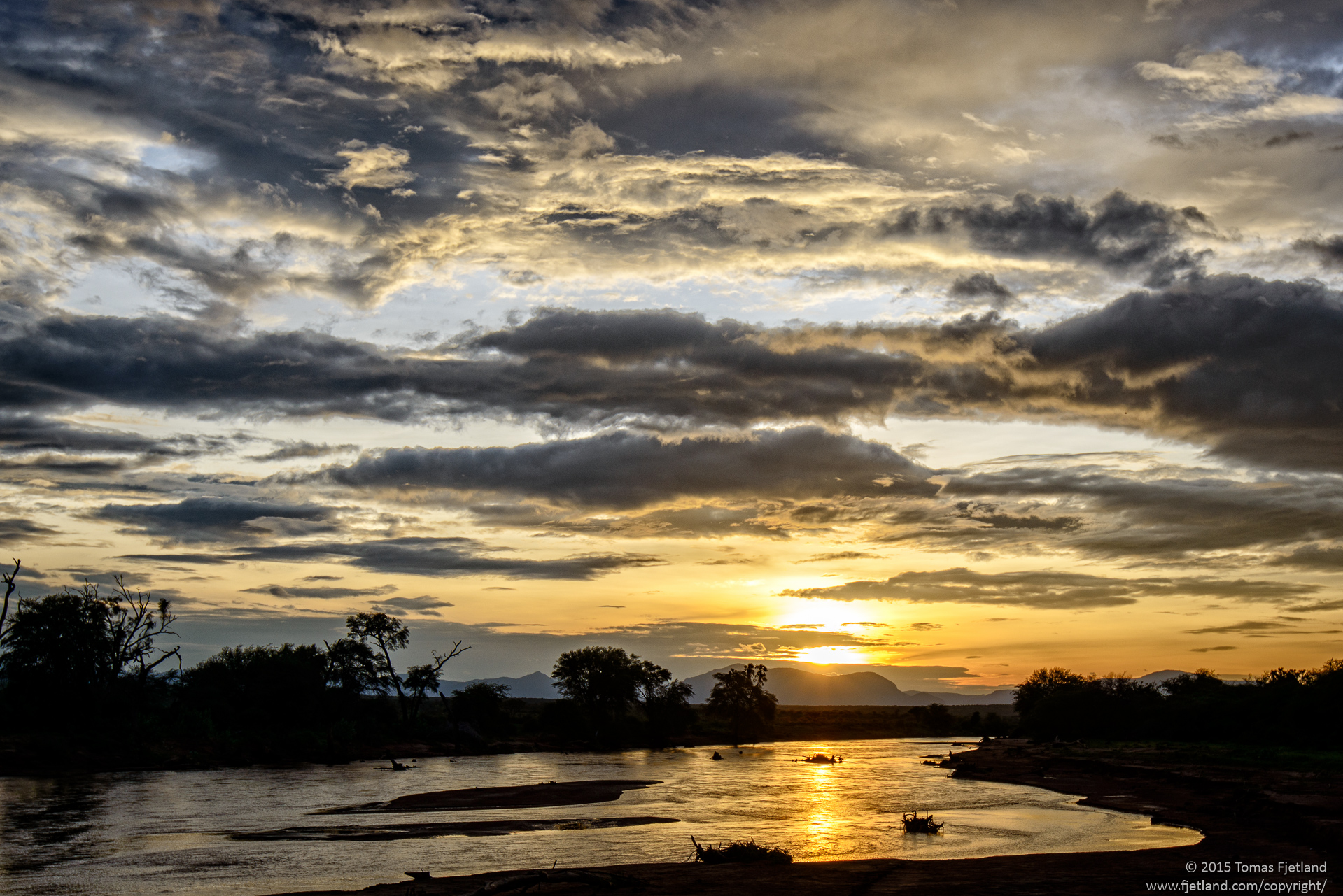 Sun setting over the Ewaso Ngiri river